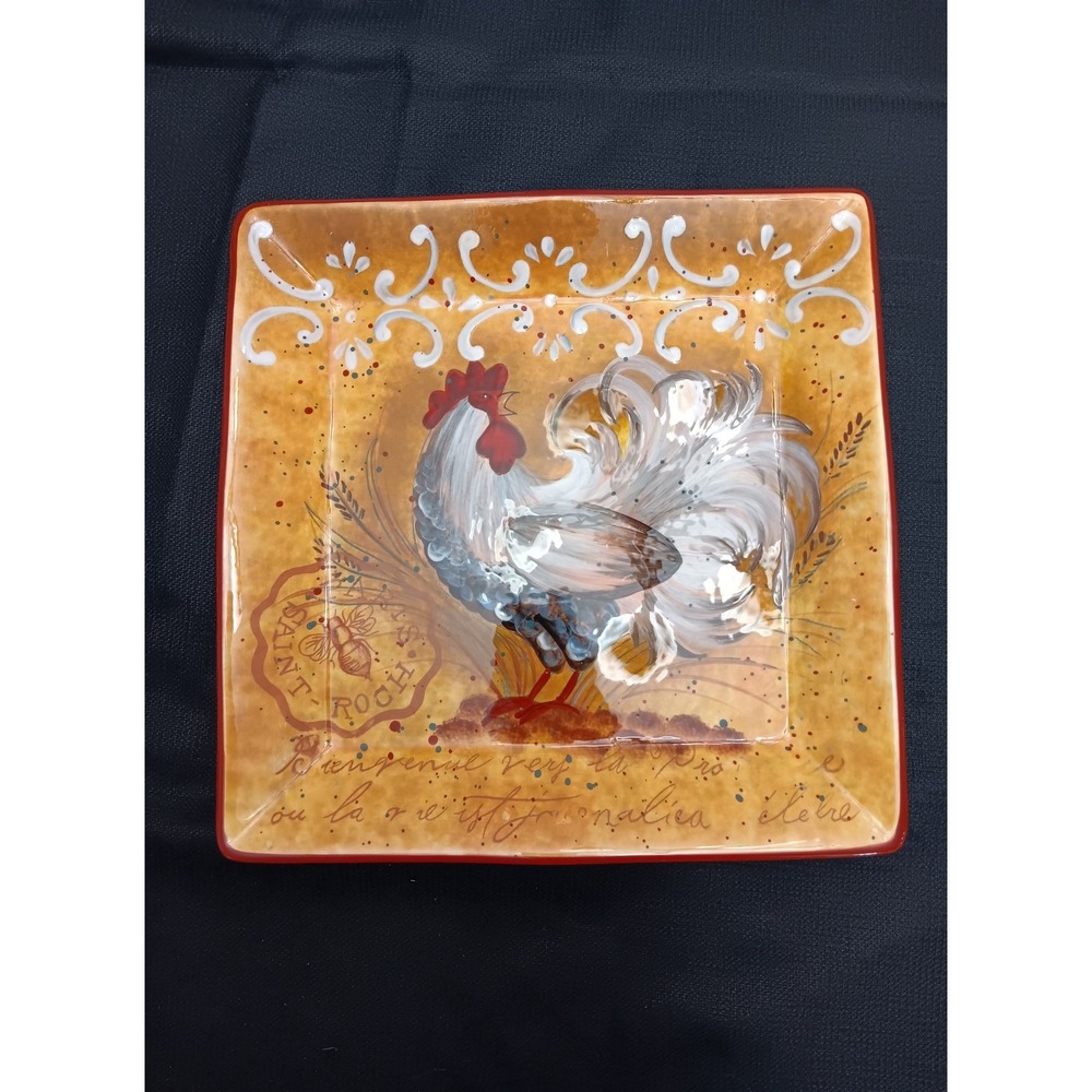 Geoffrey Allen International Rooster Square Serving Plate Decorative Dishware
